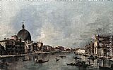 Canal Canvas Paintings - The Grand Canal with San Simeone Piccolo and Santa Lucia